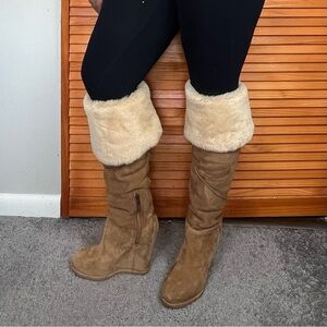 UGG Women's Brown Over the Knee Wedge Boots